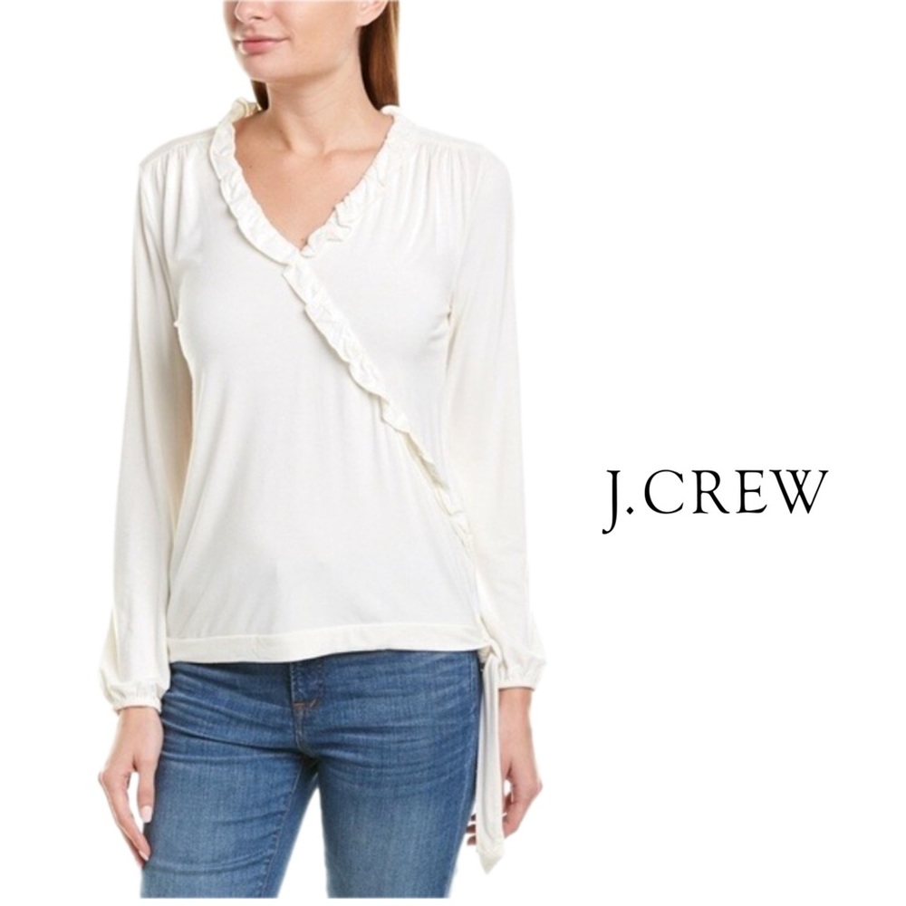NEW J Crew Ruffle Faux Wrap Blouse in Ivory